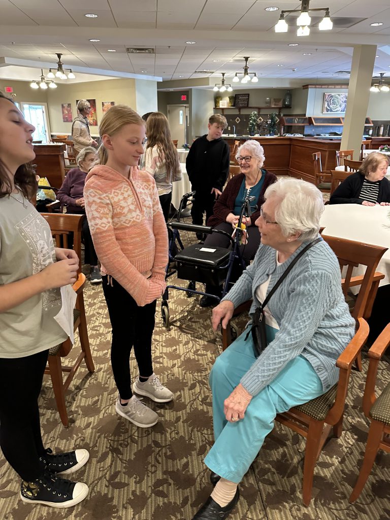 Students mingle with seniors